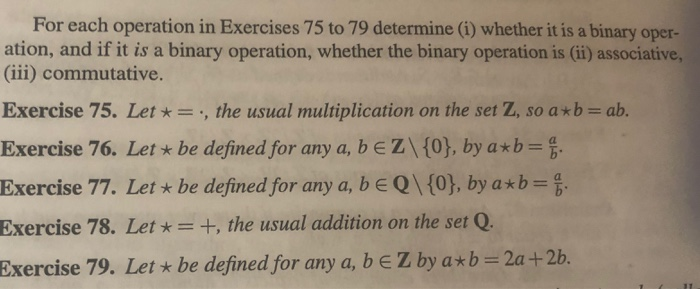 Solved For Each Operation In Exercises 75 To 79 Determine | Chegg.com