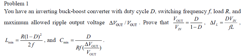 Solved Problem 1You have an ﻿inverting buck-boost converter | Chegg.com