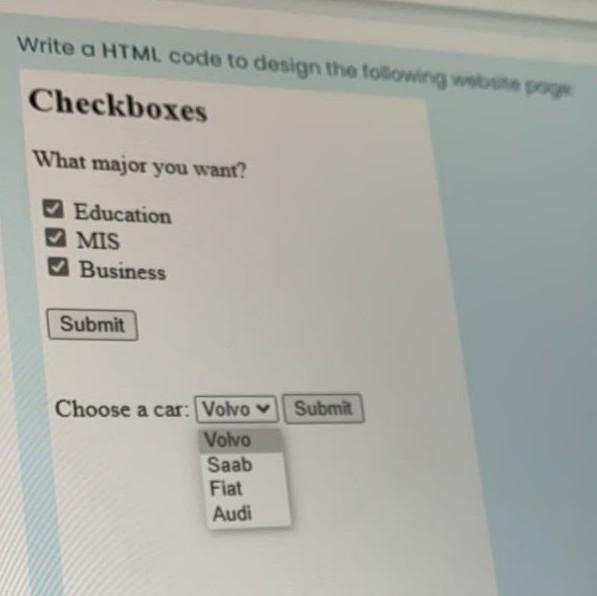 Solved Write a HTML code to design the following we | Chegg.com