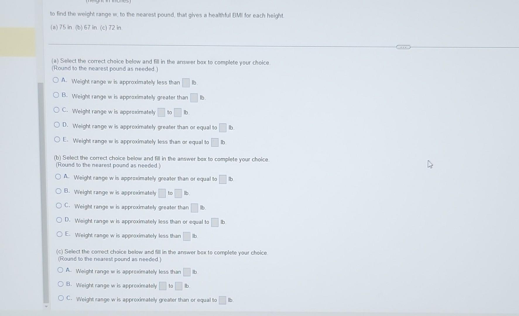 solved-to-find-the-weight-range-w-to-the-nearest-pound-chegg