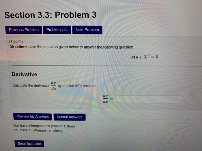 Solved Section 3.3: Problem 3 Previous Problem Problem List | Chegg.com