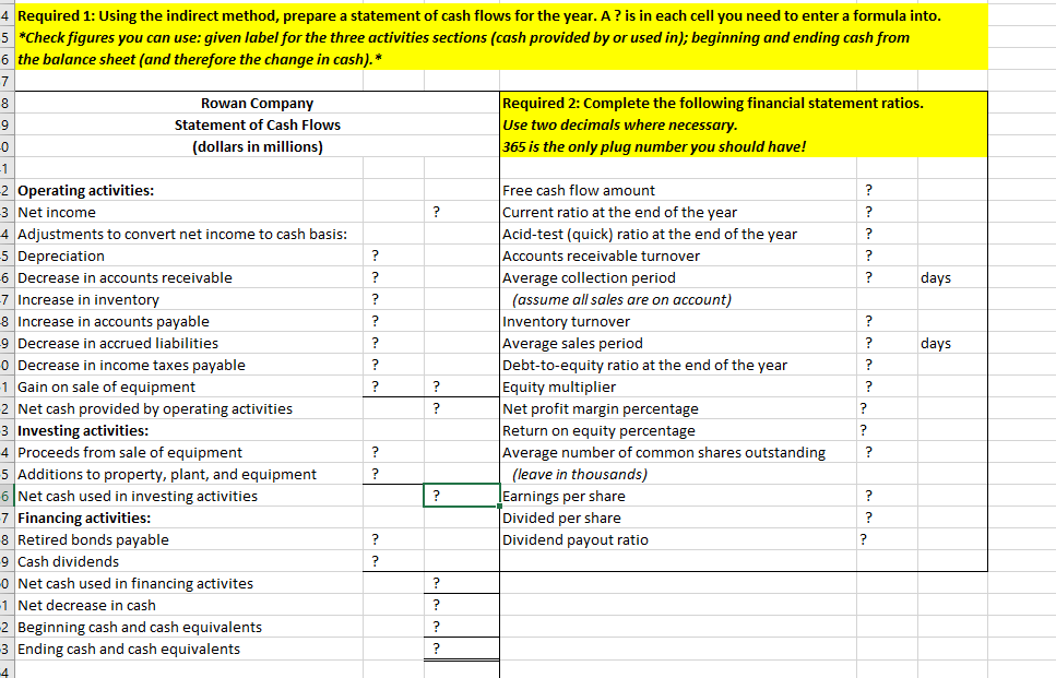 Excel Case help. Please answer all question marks | Chegg.com