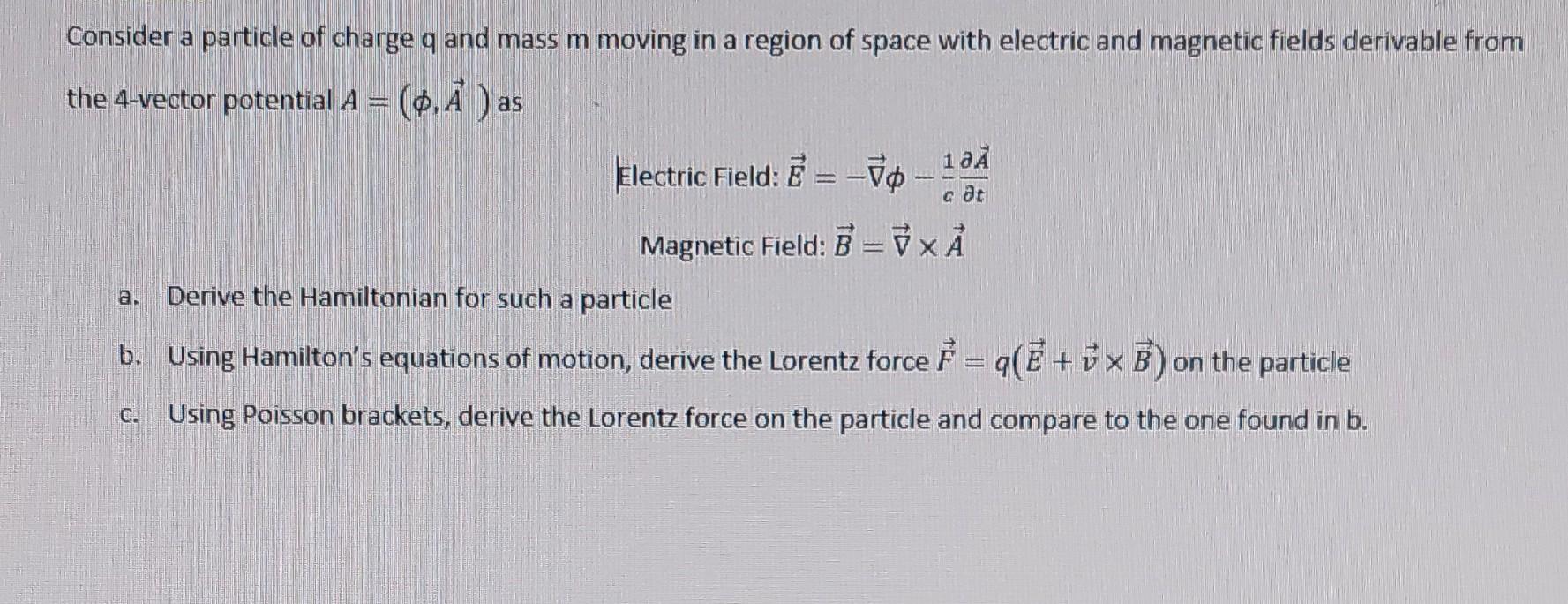 Solved Consider a particle of charge q and mass m moving in | Chegg.com