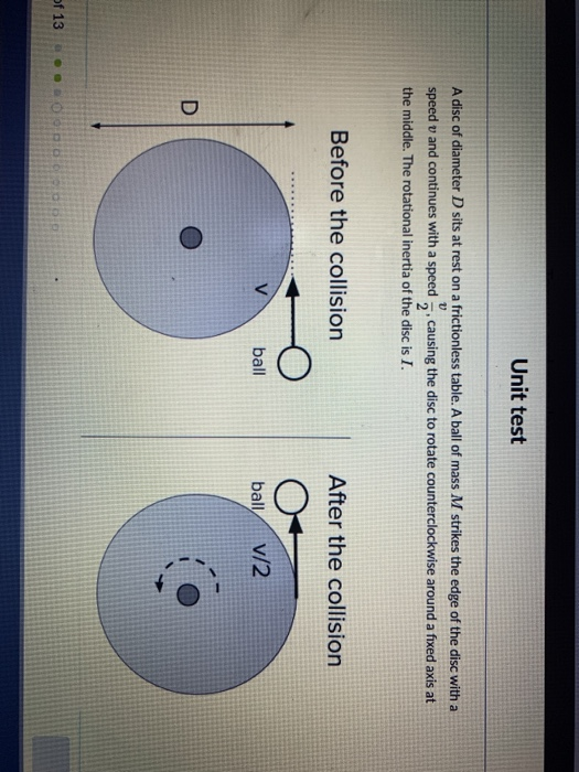 Solved Unit Test A Disc Of Diameter D Sits At Rest On A Chegg Com