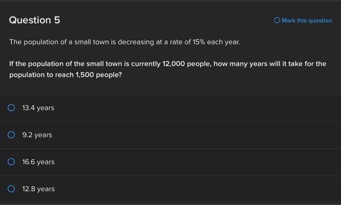 Solved The population of a small town is decreasing at a | Chegg.com