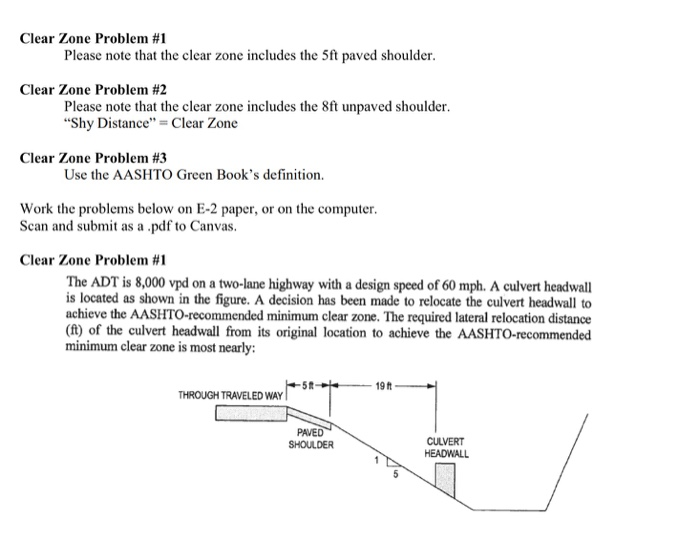 Solved Clear Zone Problem 1 Please note that the clear zone