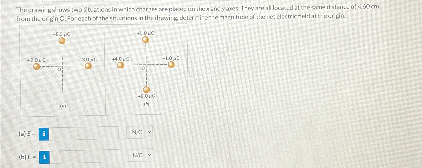 Solved The drawing shows two situations in which charges are