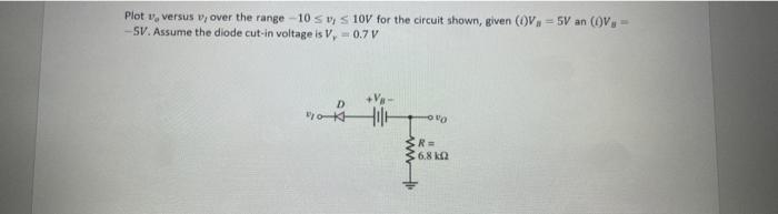 Solved Plot ve versus vi over the range −10≤vf≤10 V for the | Chegg.com