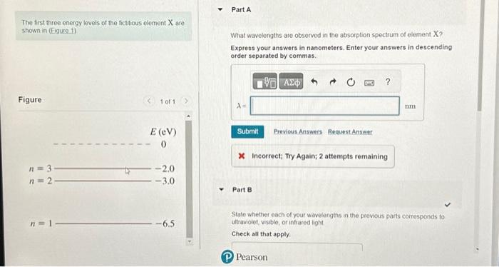 Solved Thy first three energy levels of the fictious element | Chegg.com