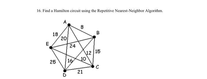 Solved 16. Find a Hamilton circuit using the Repetitive | Chegg.com