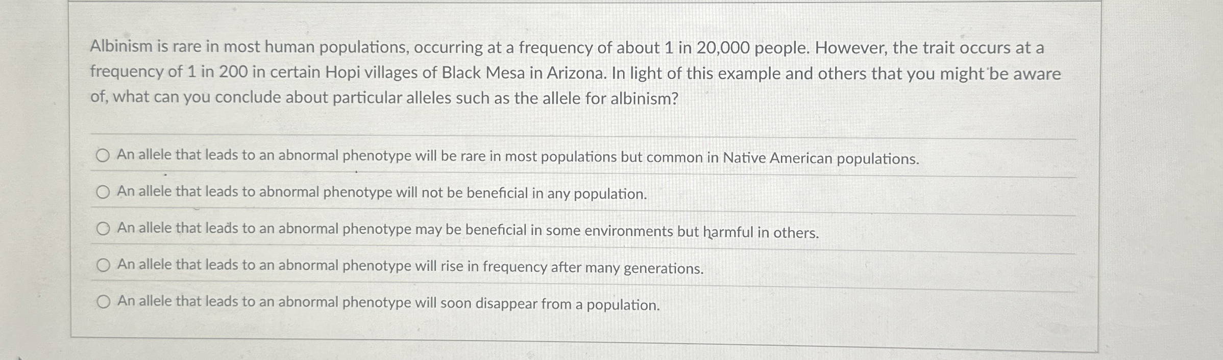 Solved Albinism is rare in most human populations, occurring | Chegg.com