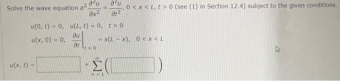 Solved Solve the wave equation a2∂x2∂2u=∂t2∂2u,0 | Chegg.com