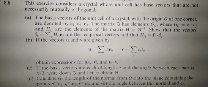 Solved This exercise considers a crystal whose unit cell has | Chegg.com