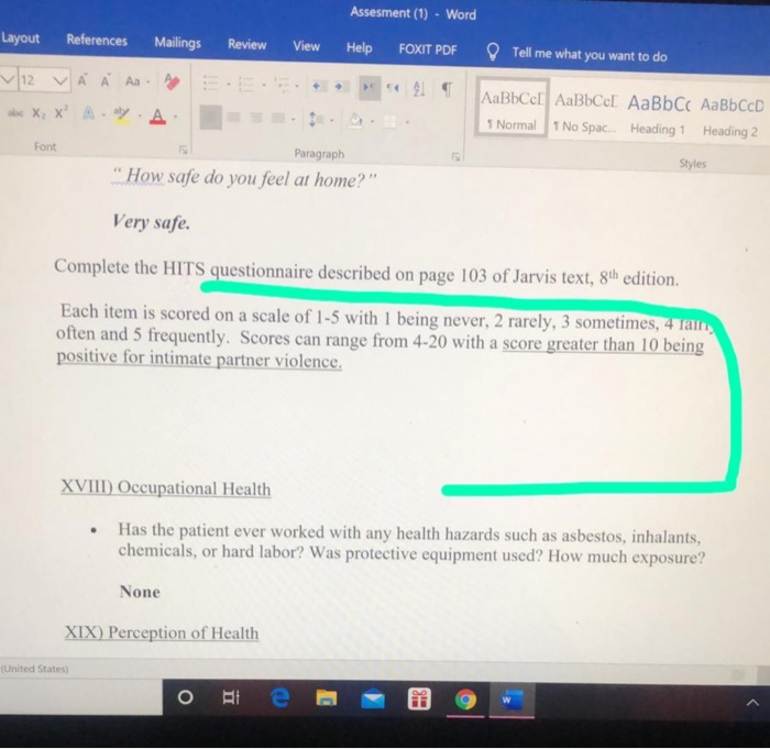 Assesment (1) Word Layout References Mailings