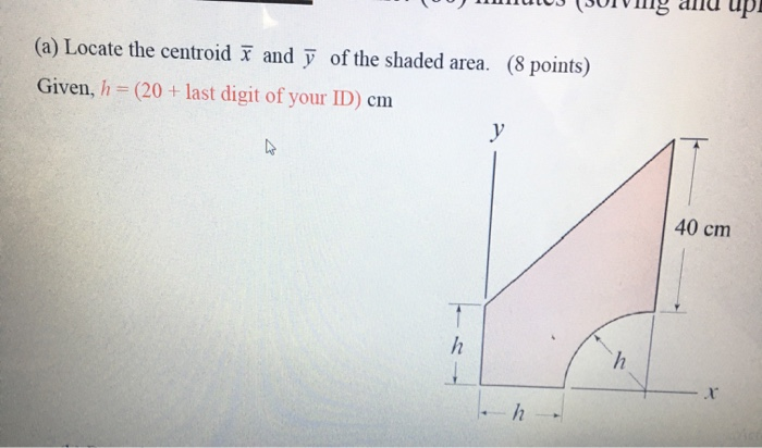 Solved Up A Locate The Centroid N And Y Of The Shaded Chegg Com