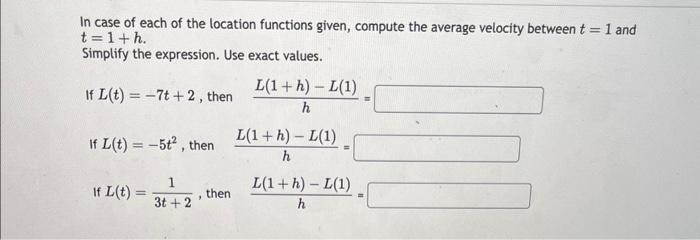 Solved In case of each of the location functions given, | Chegg.com