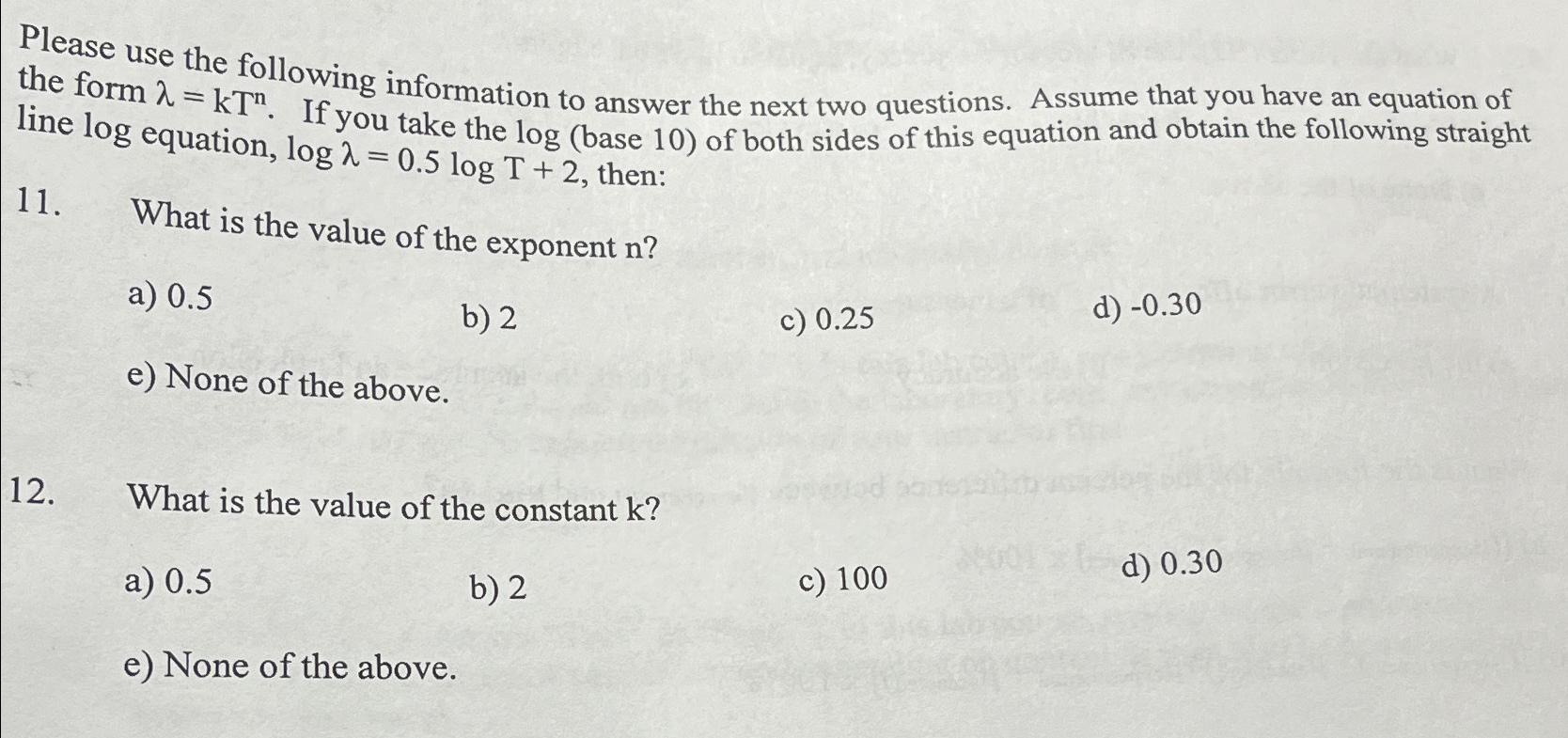 Solved Please use the following information to answer the | Chegg.com