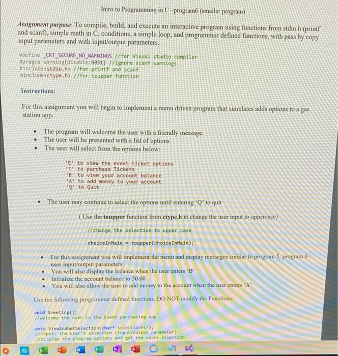 Intro to Programming in C program6 (smaller program) | Chegg.com