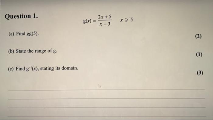 find gg 5 state the range of g