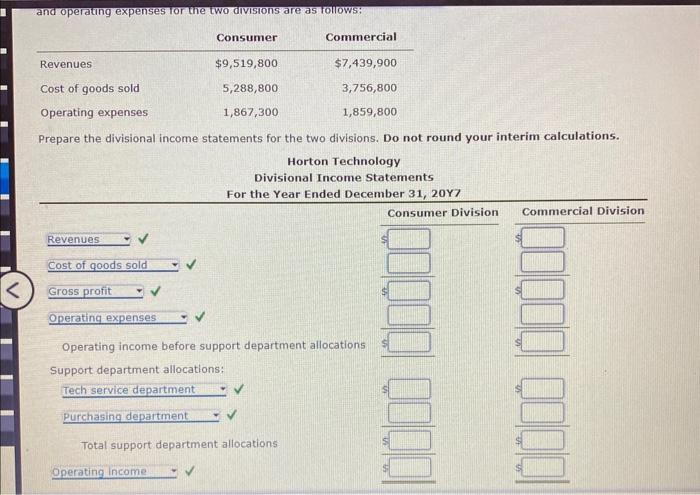 Solved Divisional Income Statements with Support Department | Chegg.com