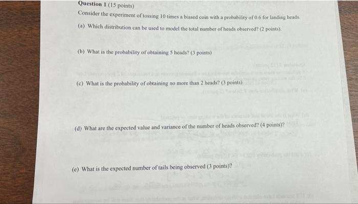 Solved Question 1 15 Points Consider The Experiment Of