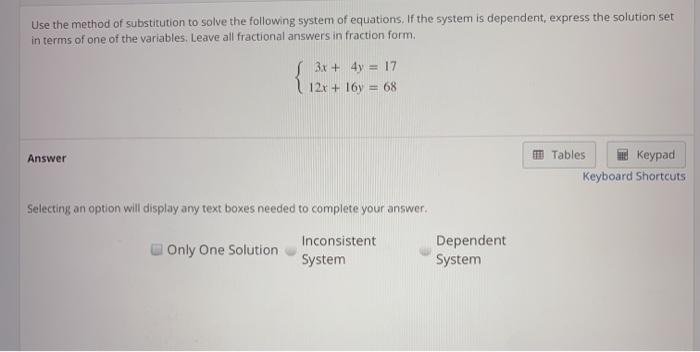Solved Use the method of substitution to solve the following | Chegg.com
