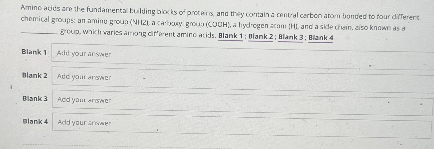 Solved Amino acids are the fundamental building blocks of | Chegg.com