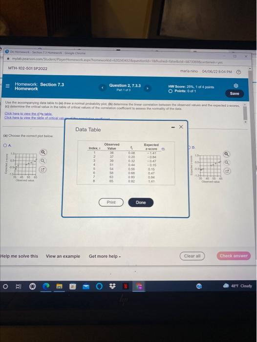 Solved Points: 0 of 1 Save Do ) observed values and the | Chegg.com