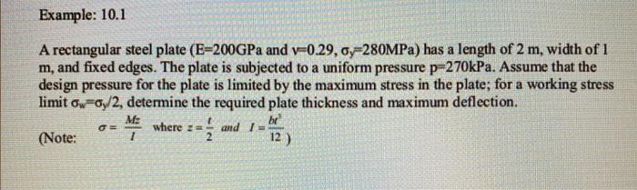 Solved Example: 10.1 A rectangular steel plate (E=200GPa and | Chegg.com
