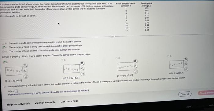 Solved c) use a graphing utility to find the line of best | Chegg.com