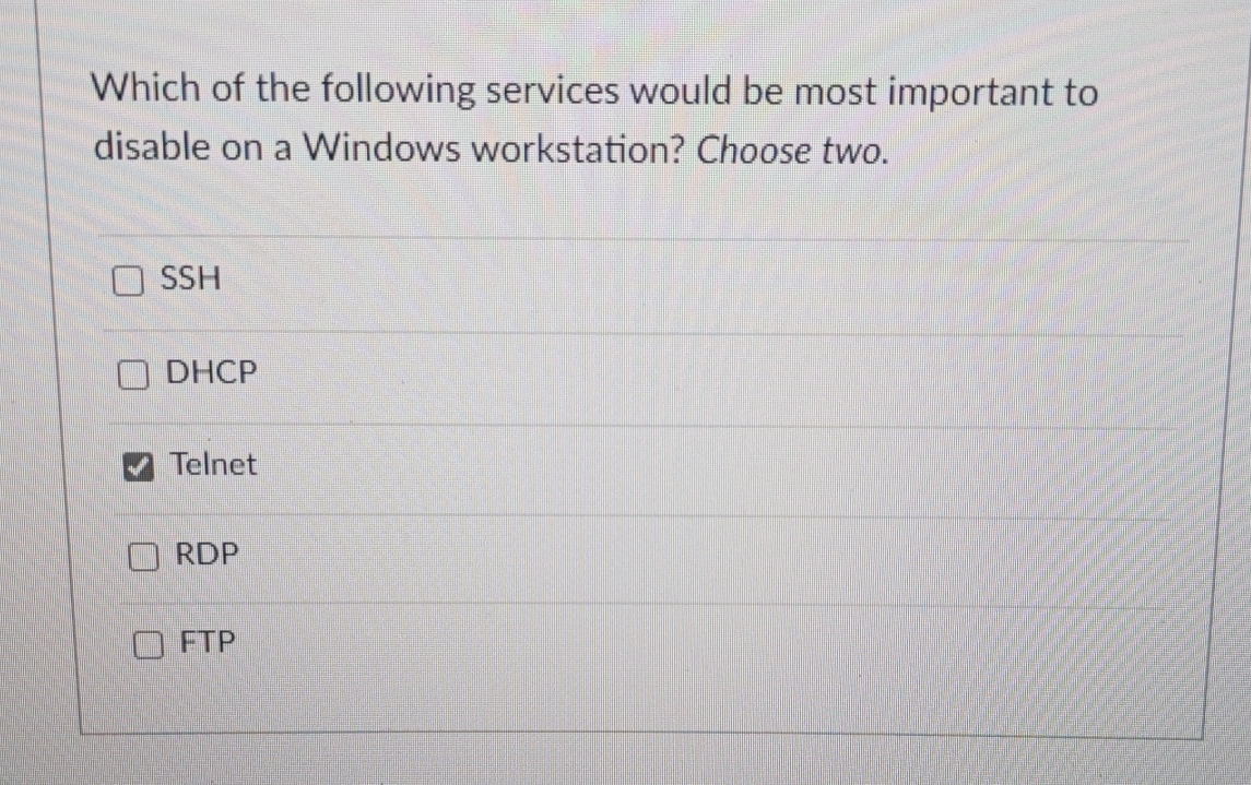 Solved Which of the following services would be most | Chegg.com