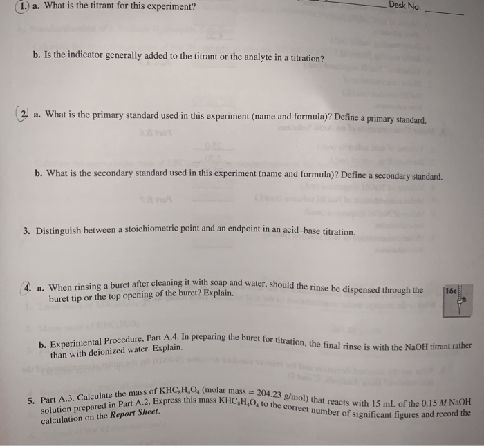 A Volumetric Analysis. PreLab Questions. Only