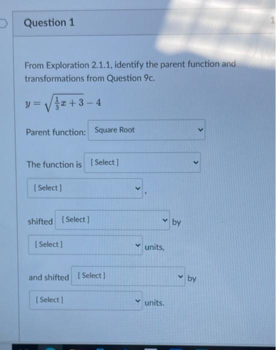 Solved Question 1 From Exploration 2.1.1, identify the | Chegg.com