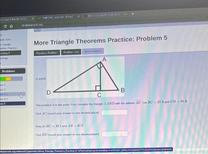 Solved More Triangle Theorems Practice: Problem 5 (1 Poi | Chegg.com