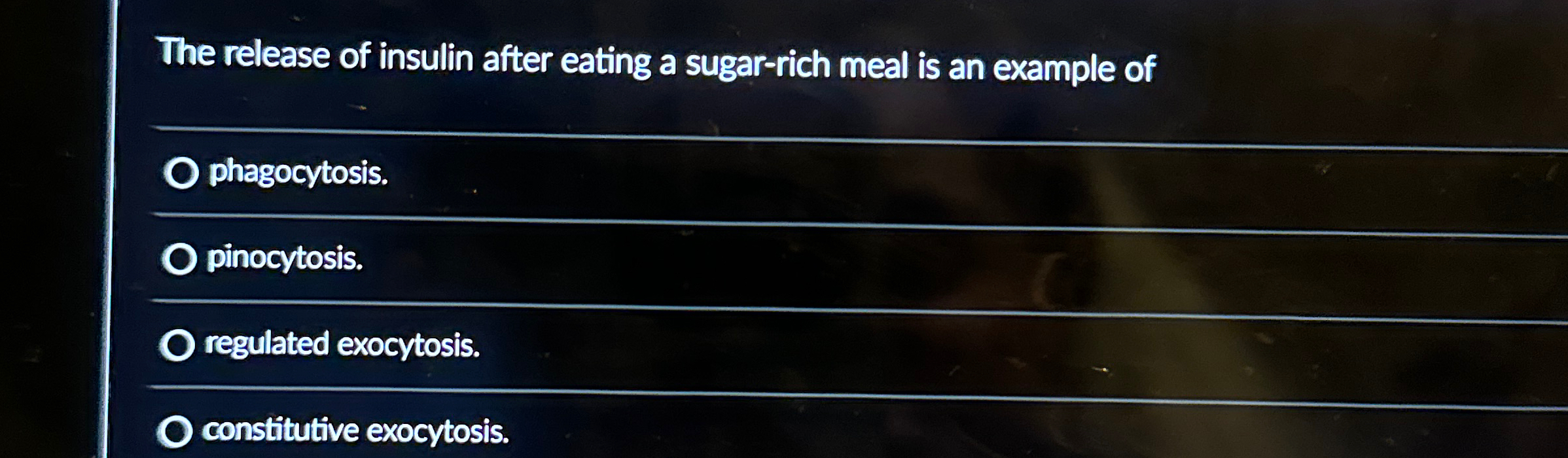 The release of insulin after eating a sugar-rich meal | Chegg.com