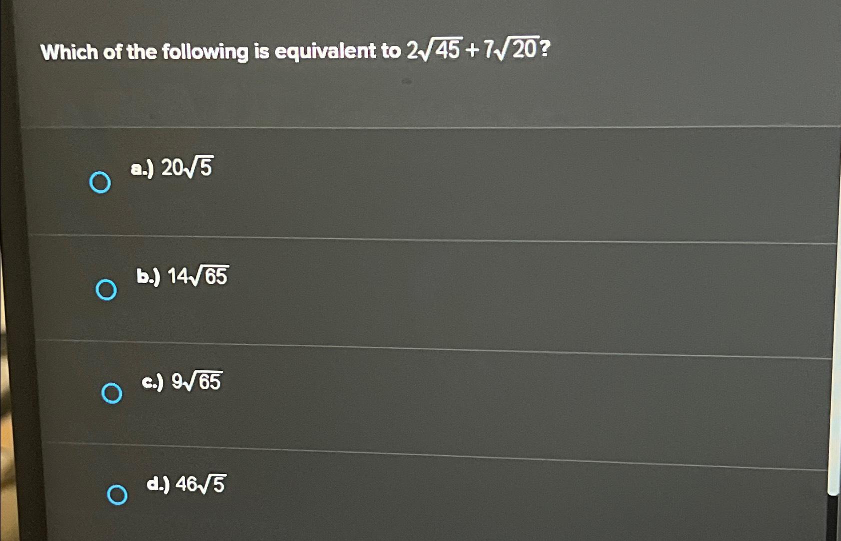 Solved Which of the following is equivalent to | Chegg.com