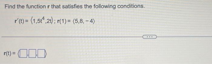 Solved Find the function r that satisfies the following | Chegg.com