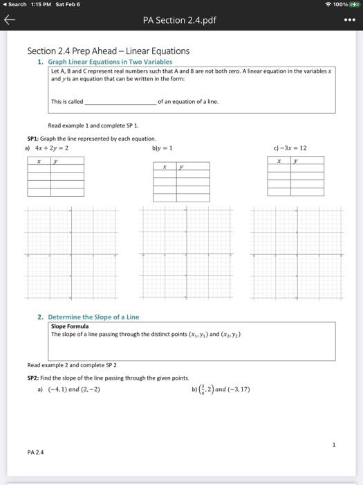 Solved Search 1:15 PM Sat Feb 6 100% PA Section 2.4.pdf | Chegg.com