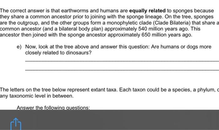 Solved The Correct Answer Is That Earthworms And Humans Are | Chegg.com