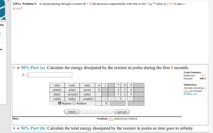 Solved 10 Problem 3 A current passing through a resistor