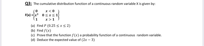 Solved 0 Q3: The cumulative distribution function of a | Chegg.com
