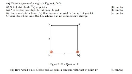 Solved (a) Given a system of charges in Figure 1. find: (i) | Chegg.com