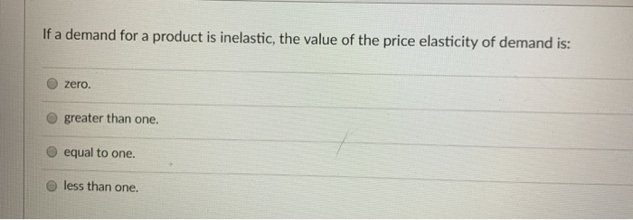 Solved If a demand for a product is inelastic, the value of | Chegg.com
