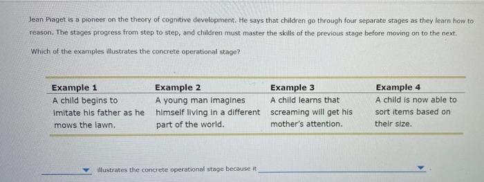 During jean piaget online stages quizlet