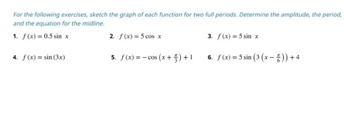 Solved For the following exercises, sketch the graph of each | Chegg.com