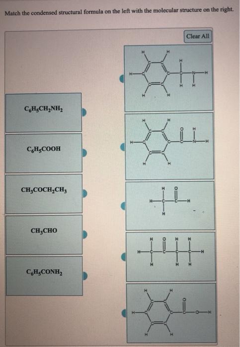 Solved Match the condensed structural formula on the left | Chegg.com