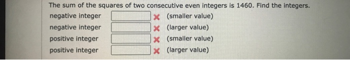 Solved The sum of the squares of two consecutive even | Chegg.com