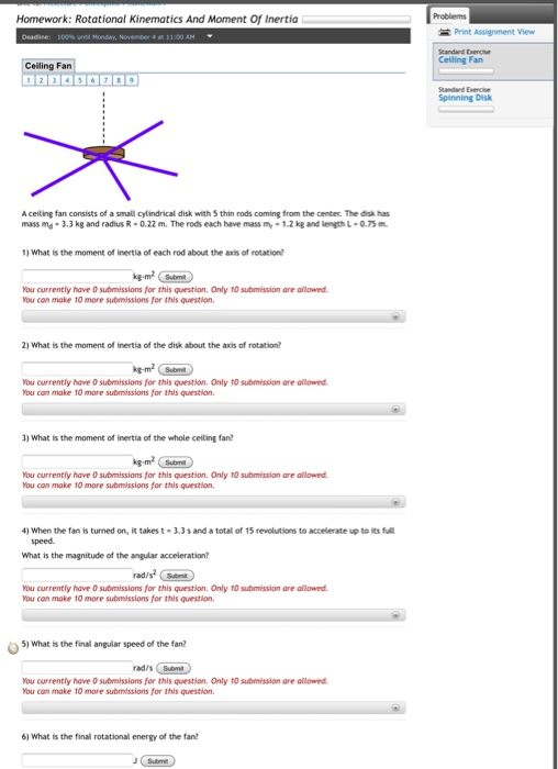 Solved Homework Rotational Kinematics And Moment Of Iner