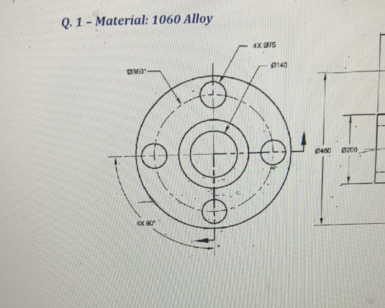 Q.1- Material: 1060 Alloy 2360 4X 90° 4X | Chegg.com