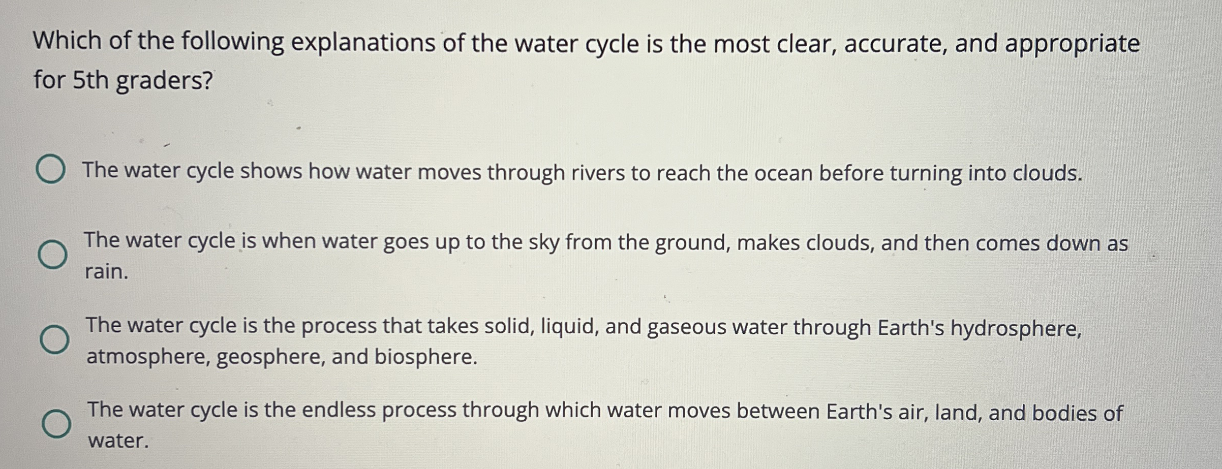 Solved Which of the following explanations of the water | Chegg.com